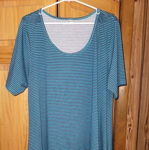 LuLaRoe Perfect Tee! Green/Black stripped!